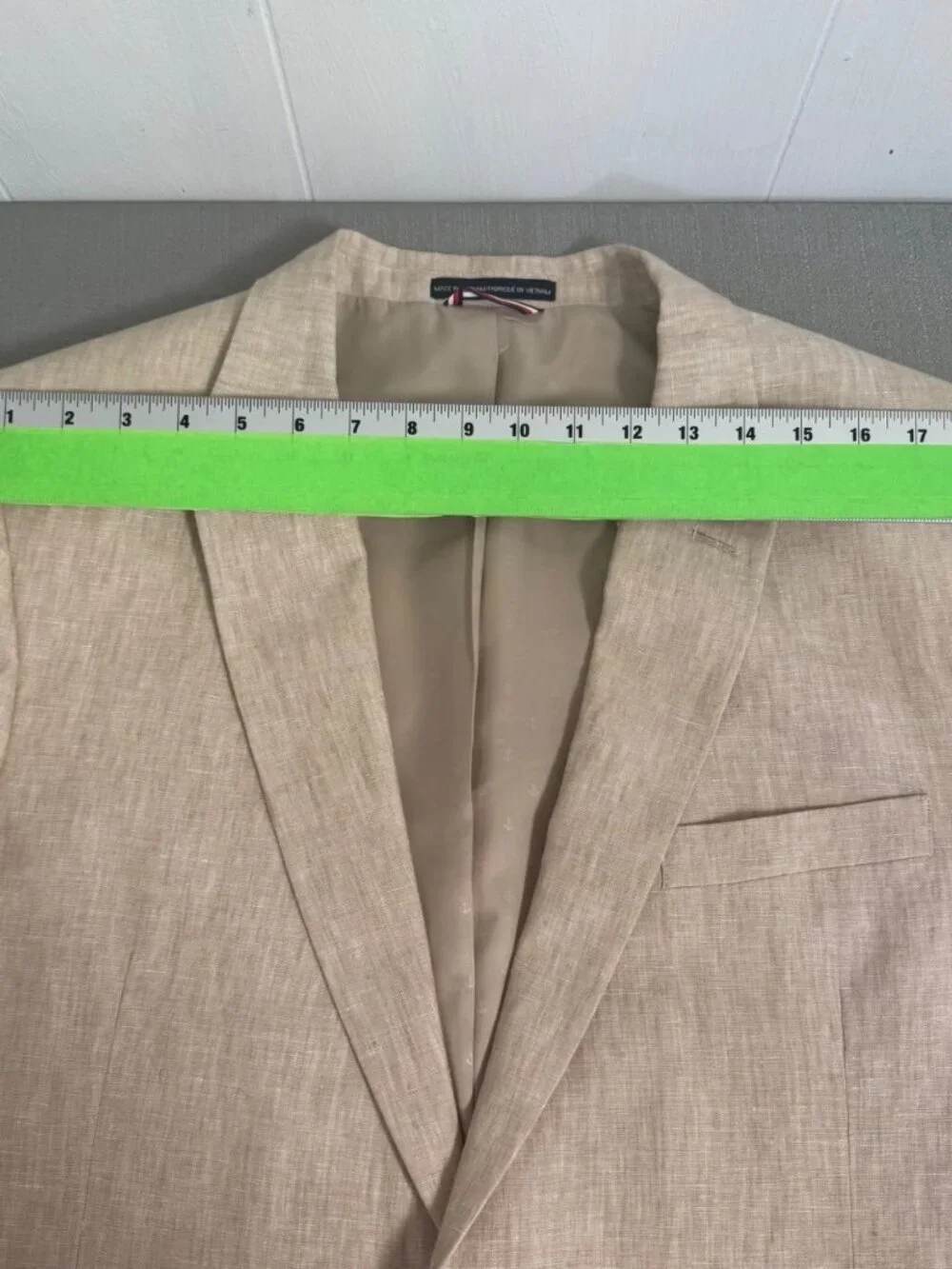 Tommy Hilfiger 44L Tan Linen Sport Coat Modern Fit Summer Wedding Blazer Preppy